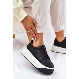 Baskets sur une plate-forme massive lisse noir le noir 7