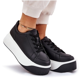 Baskets sur une plate-forme massive lisse noir le noir 10