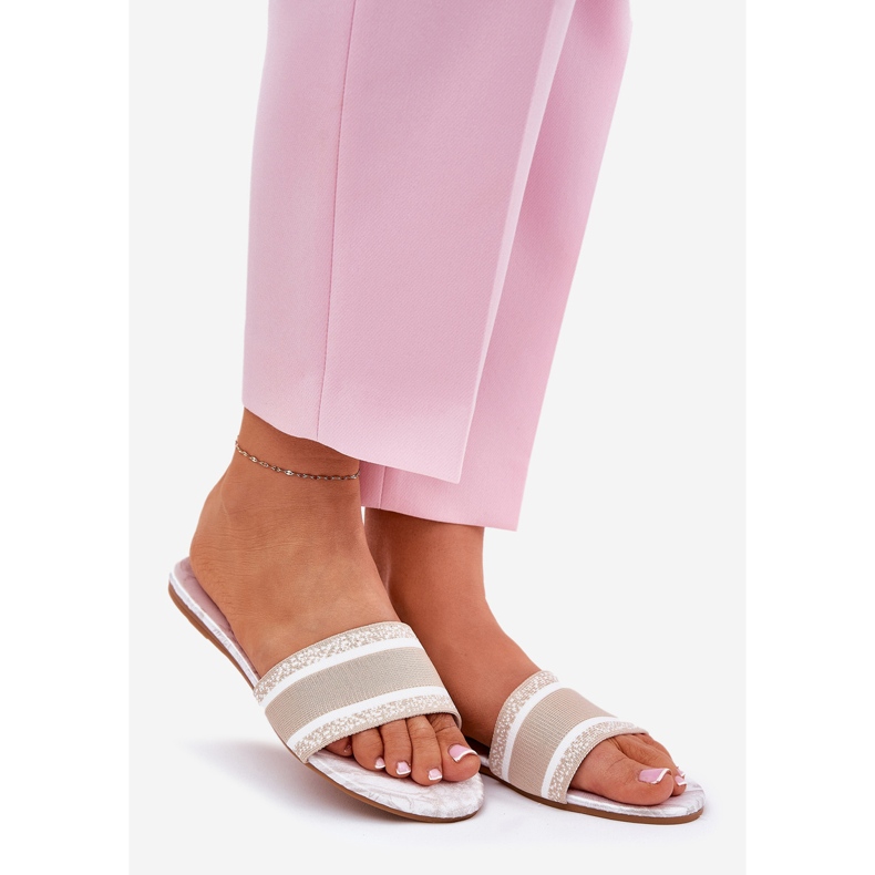 Patouchée plate des femmes beige plates 1