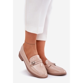 Mocassins pour femmes peintes avec une boucle décorative beige 1