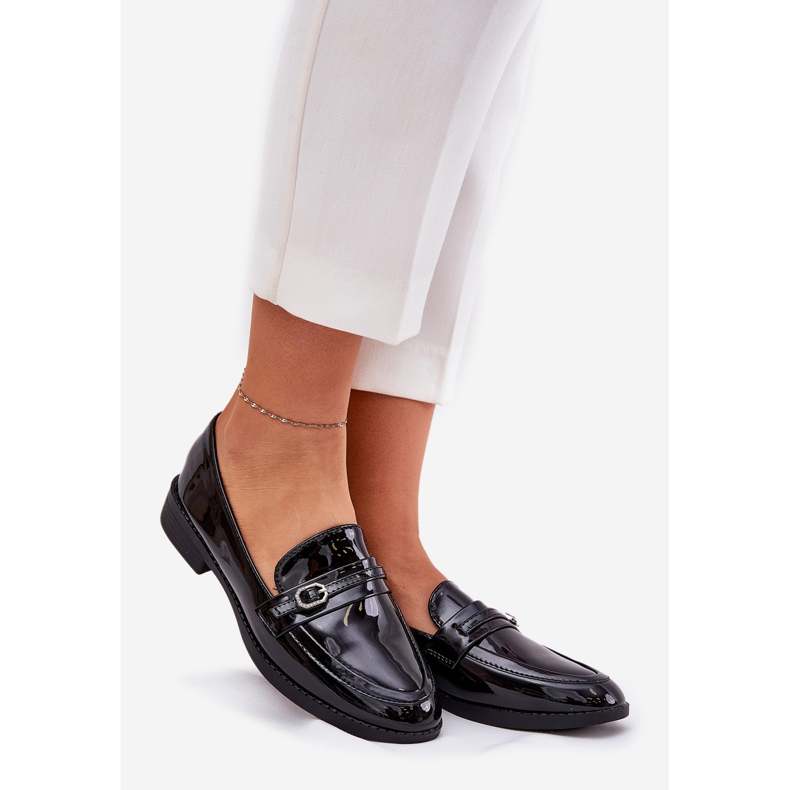 Mocassins pour femmes peintes avec une boucle noire décorative 1 Mocassins pour femmes peintes avec une boucle noire décorative 1
