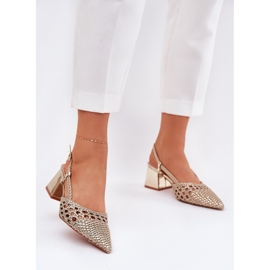 Ballerines avec tresse à thèmes plate doré 2