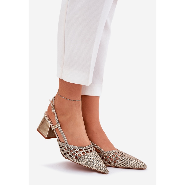 Ballerines avec tresse à thèmes plate doré 1