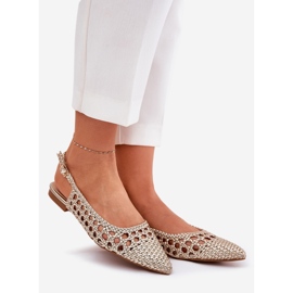 Sandales avec tresse et orteils pointues or doré 1