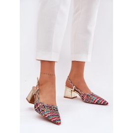 Sandales sur le poteau avec tresse et orteils marqués multicolores 2