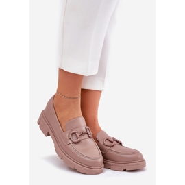 Mandards en cuir Eco pour femmes avec un détail kaki décoratif beige 1