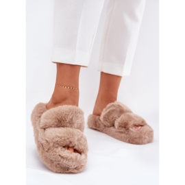 Pantres de fourrure pour femmes sur la plate-forme kaki beige 2
