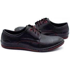 Olivier Chaussures pour hommes en cuir 295LU noir avec rouge 3