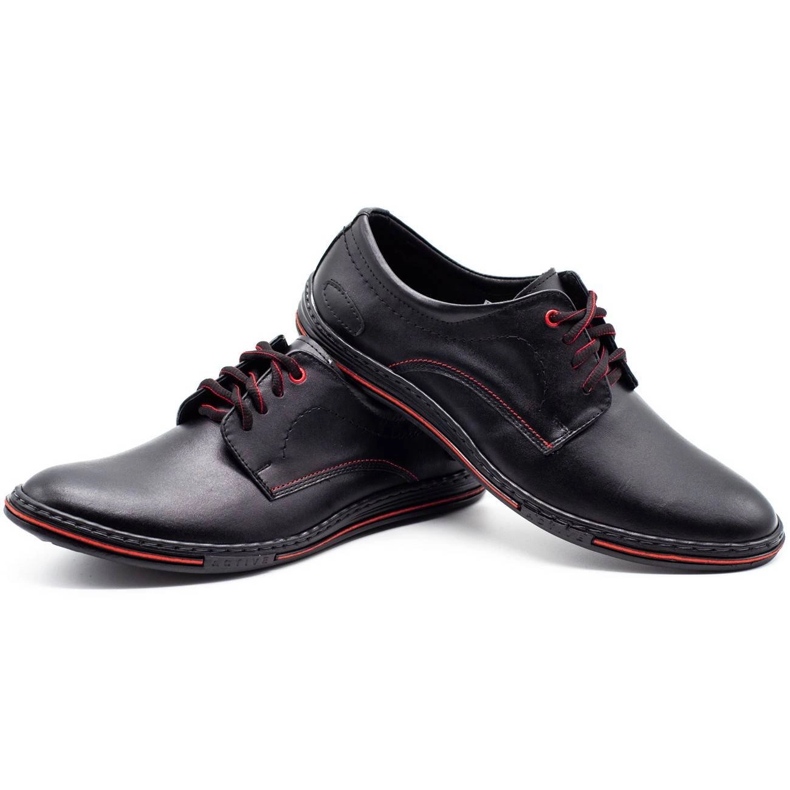 Olivier Chaussures pour hommes en cuir 295LU noir avec rouge 4