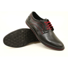 Olivier Chaussures pour hommes en cuir 295LU noir avec rouge le noir 6