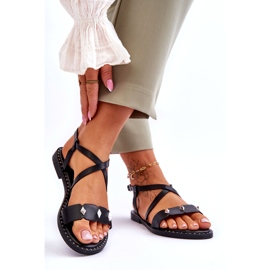 Sandales féminines avec goujons S.Barski KV-YXD072-1 Black le noir 1