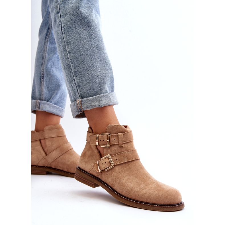 Talons plats des femmes avec des rayures beiges 4