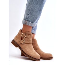 Talons plats des femmes avec des rayures beiges 1