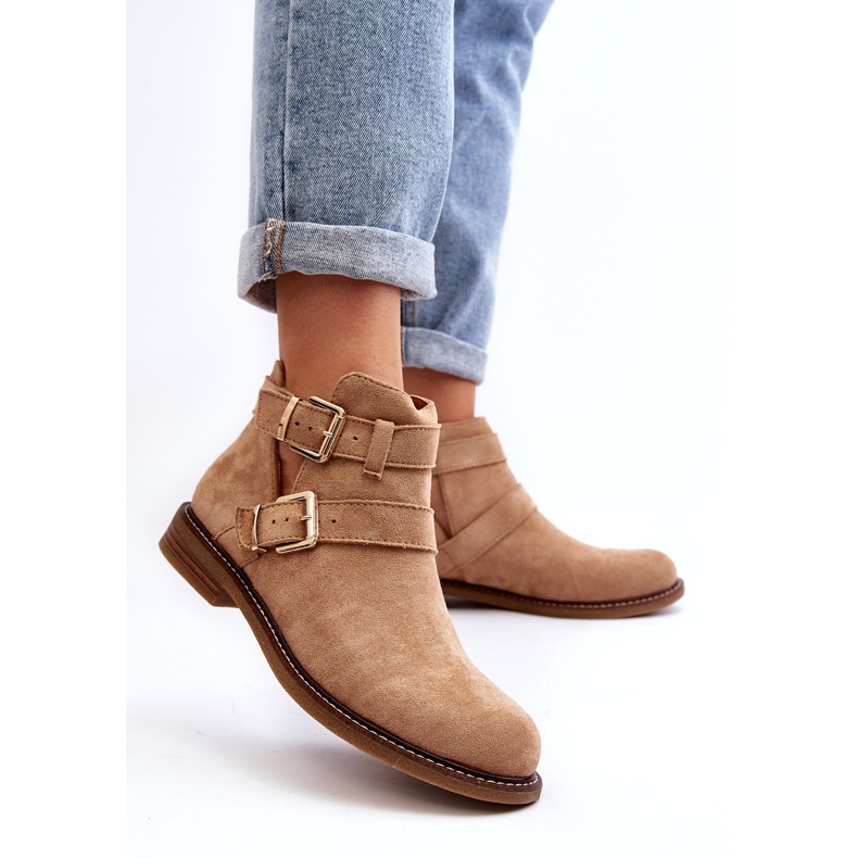 Talons plats des femmes avec des rayures beiges 3