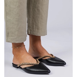 Black Elegant Flip -flops décoré d'une chaîne noir 2