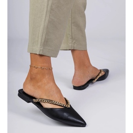 Black Elegant Flip -flops décoré d'une chaîne le noir 3