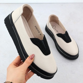 Chaussures en cuir féminin Filippo Perforé Beige 1