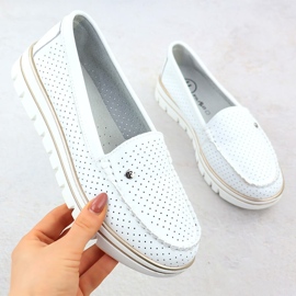 Modages en cuir OpenWork sur la plate-forme White Filippo DP7006 blanche 1