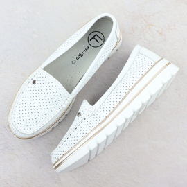 Modages en cuir OpenWork sur la plate-forme White Filippo DP7006 blanche 3