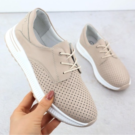 Chaussures en cuir pour femmes Openwork Beige Filippo DP6022 1
