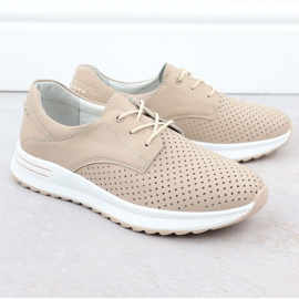 Chaussures en cuir pour femmes Openwork Beige Filippo DP6022 2