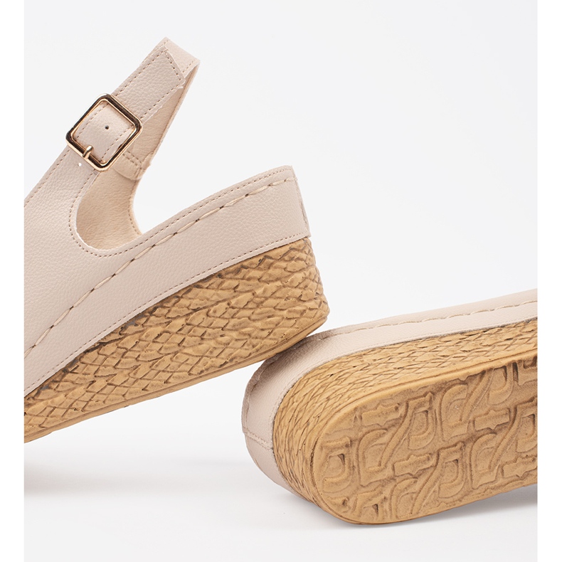 Goodin Sandales légères-Beige sur un coin bas 2 Goodin Sandales légères-Beige sur un coin bas 2