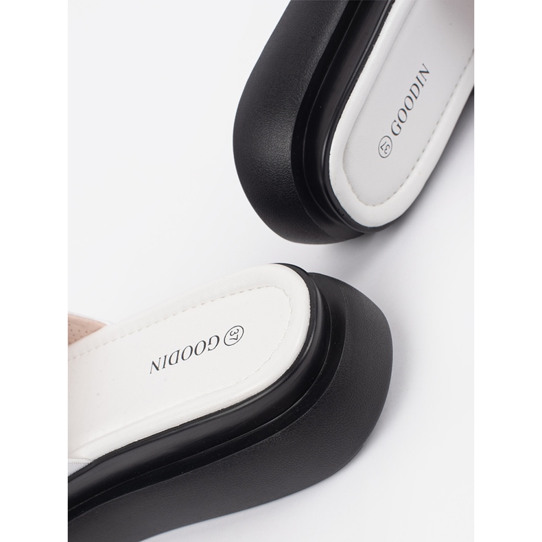 Goodin Les tongs confortables blancs et blancs sur la plate-forme blanche 2