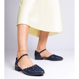 Sandales Openwork bleu marine avec zircons 1