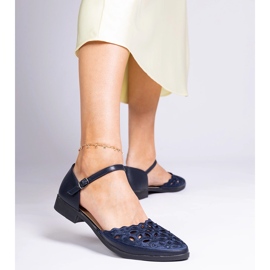 Sandales Openwork bleu marine avec zircons 2