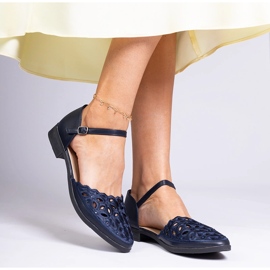 Sandales Openwork bleu marine avec zircons 3