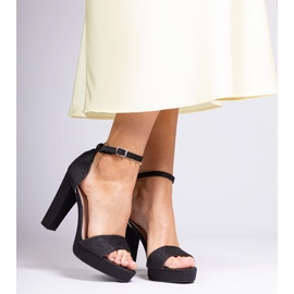 Sandales à paillettes hautes femmes noires le noir 2