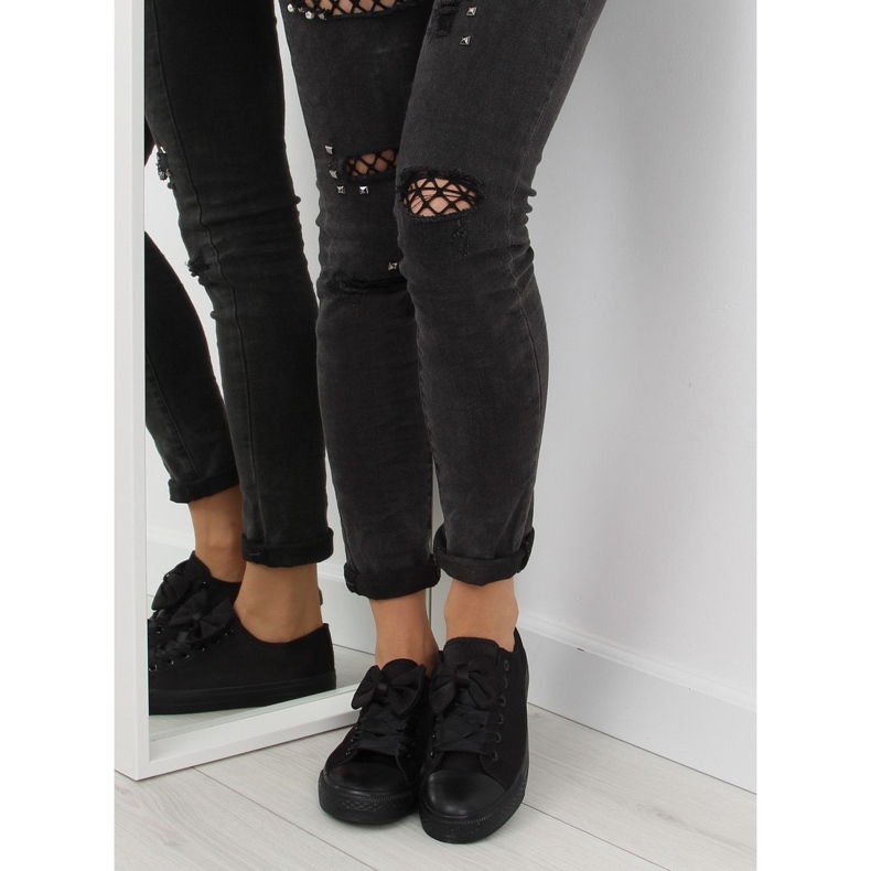 Baskets noires en satin pour femmes 16-509 Allblack le noir 1