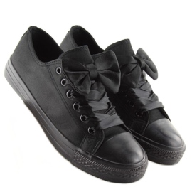 Baskets noires en satin pour femmes 16-509 Allblack le noir 2