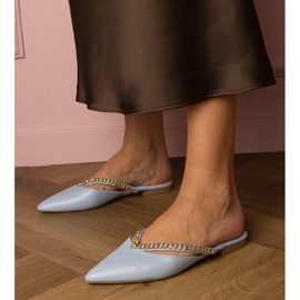 Blue Elegant Flip -flops décoré d'une chaîne bleu 3