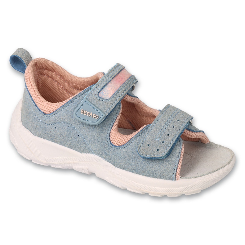 Sandales enfant Befado avec empiècement en cuir 721P014 bleu et rose 1
