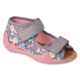 Befado Children's Slippers INSERT Cork INSERT 343P001 Gray avec lapins gris 1