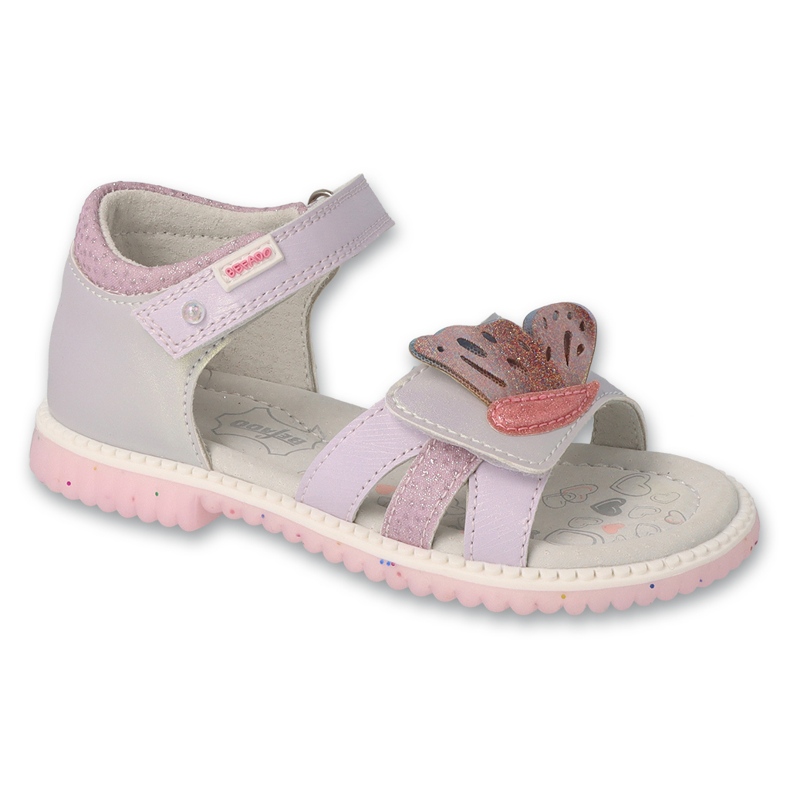 Sandales pour enfants Befado avec empiècement en cuir 170X096 violet avec une application 1