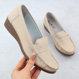 Mocassins en cuir pour femmes sur l'altitude beige sabatina jhy01 1