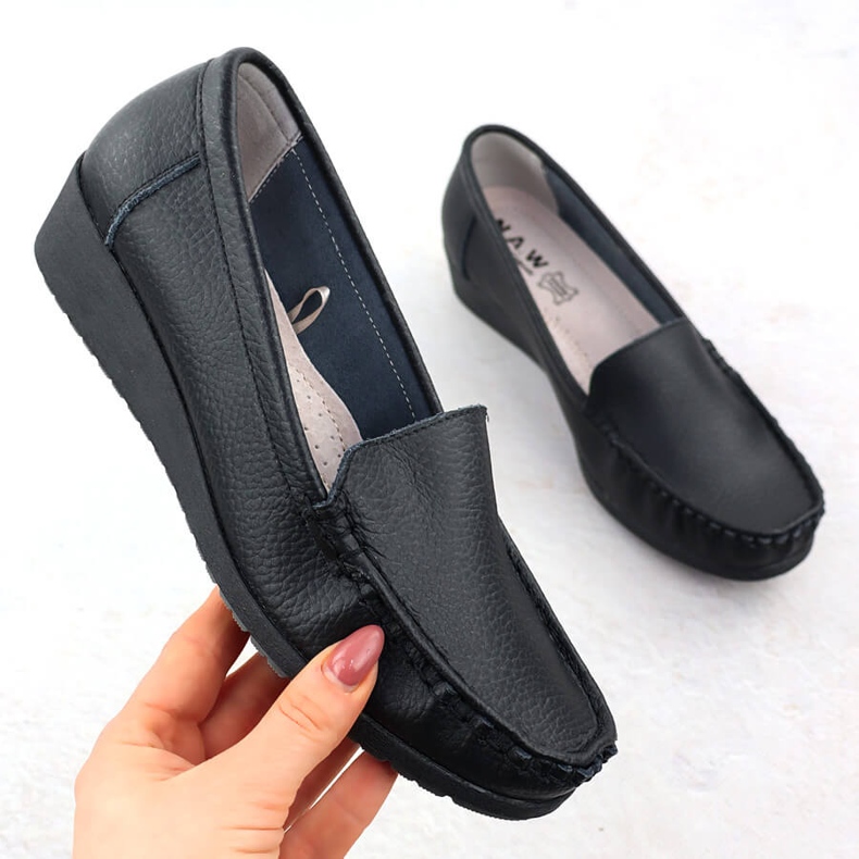 Mocassins en cuir pour femmes sur l'élévation noire sabatina jhy03 le noir 1 Mocassins en cuir pour femmes sur l'élévation noire sabatina jhy03 le noir 1