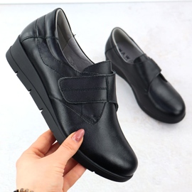 Chaussures en cuir pour femmes sur coins sabatina jhy202 noir 1