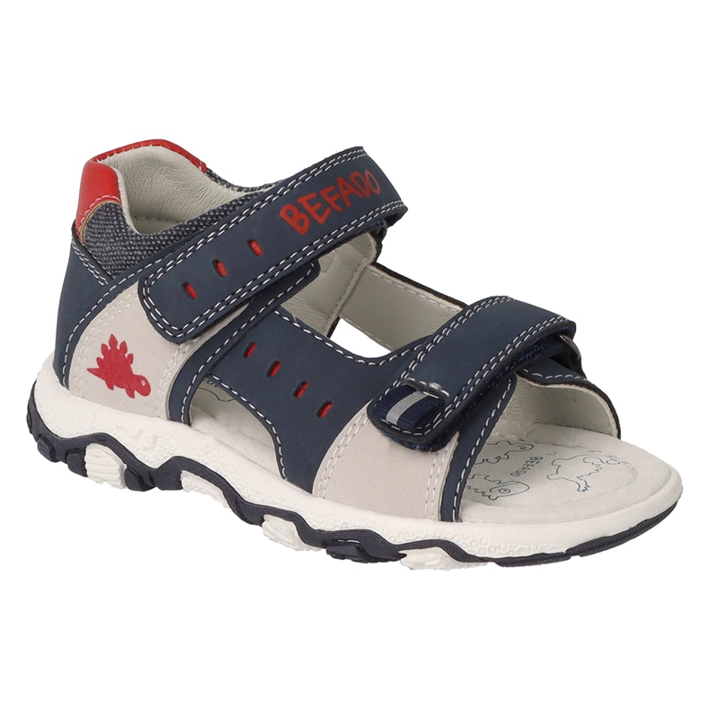 Sandales enfant Befado avec velcro, empiècement en cuir 170P097, bleu marine 1