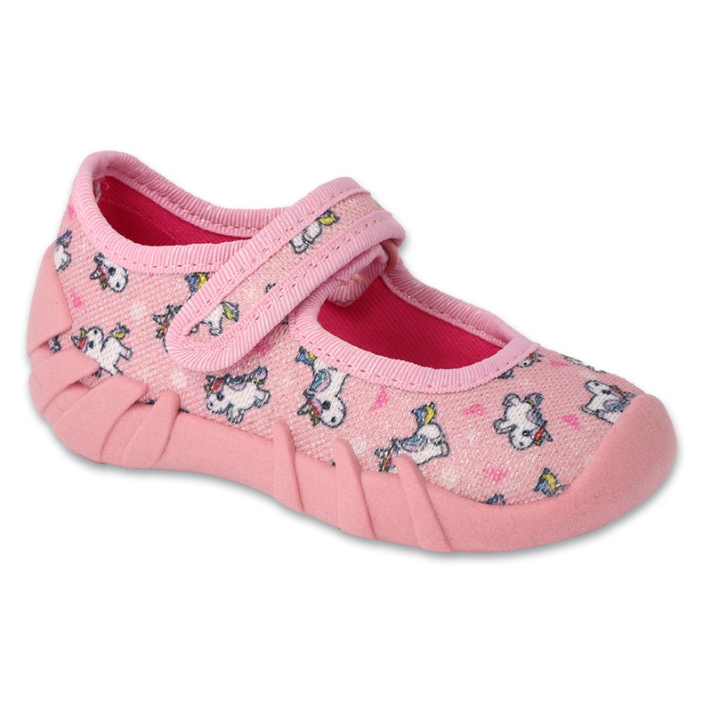 Chaussons enfants Befado 109N267 rose avec licornes 1