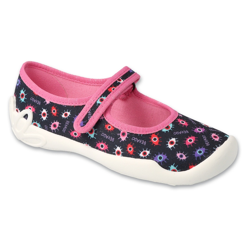 Pantoufles pour enfants de Befado 114Y518 Rose noir dans des motifs colorés 1