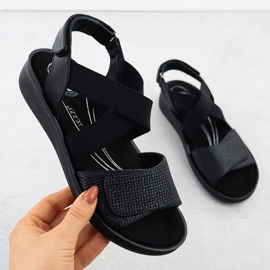 Sandales confortables pour femmes pour le velcro noir Jezzi 24142 le noir 1