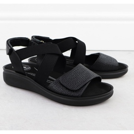 Sandales confortables pour femmes pour le velcro noir Jezzi 24142 le noir 2