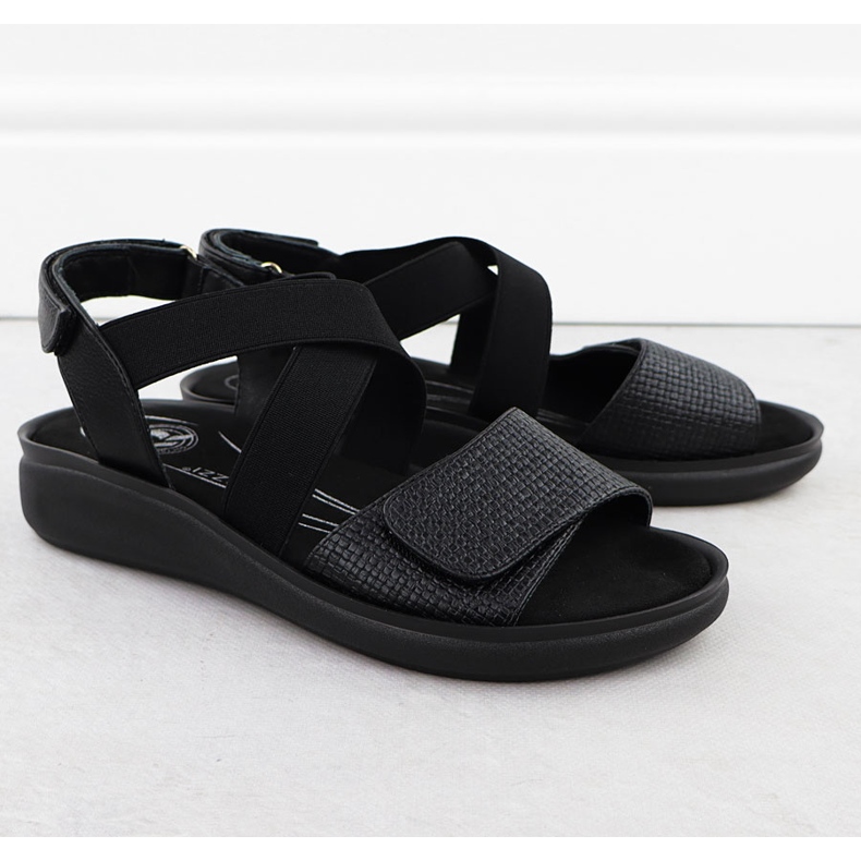 Sandales confortables pour femmes pour le velcro noir Jezzi 24142 2