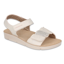 Sandales enfant Befado avec empiècement en cuir 068Y005 beige-argent 1 Sandales enfant Befado avec empiècement en cuir 068Y005 beige-argent 1