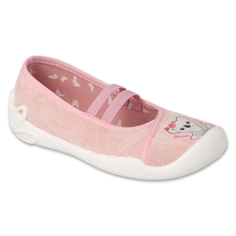 Chaussons enfants Befado 116X326 rose avec un ours en peluche 1