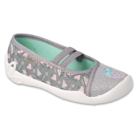 Ballerinas pour enfants Befado 116x317 Gris avec des applications roses 1