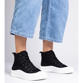 Baskets montantes noires à plateforme de Guerrino le noir 1